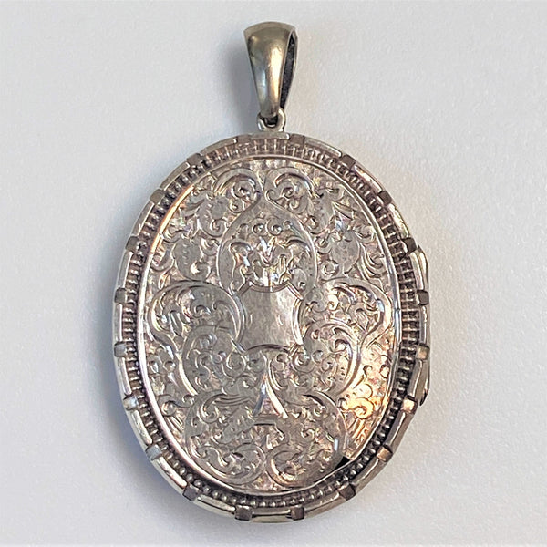 Large Antique Silver Locket Pendant
