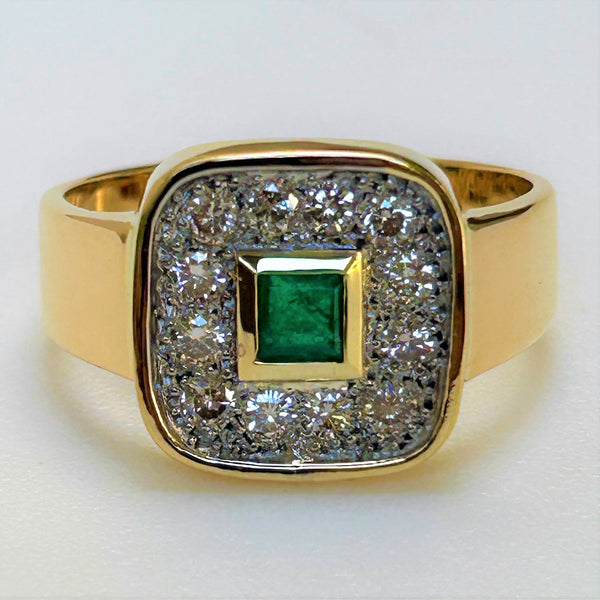 18ct Gold, Emerald and Diamond Ring