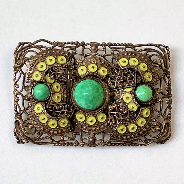 Vintage Yellow Metal Brooch