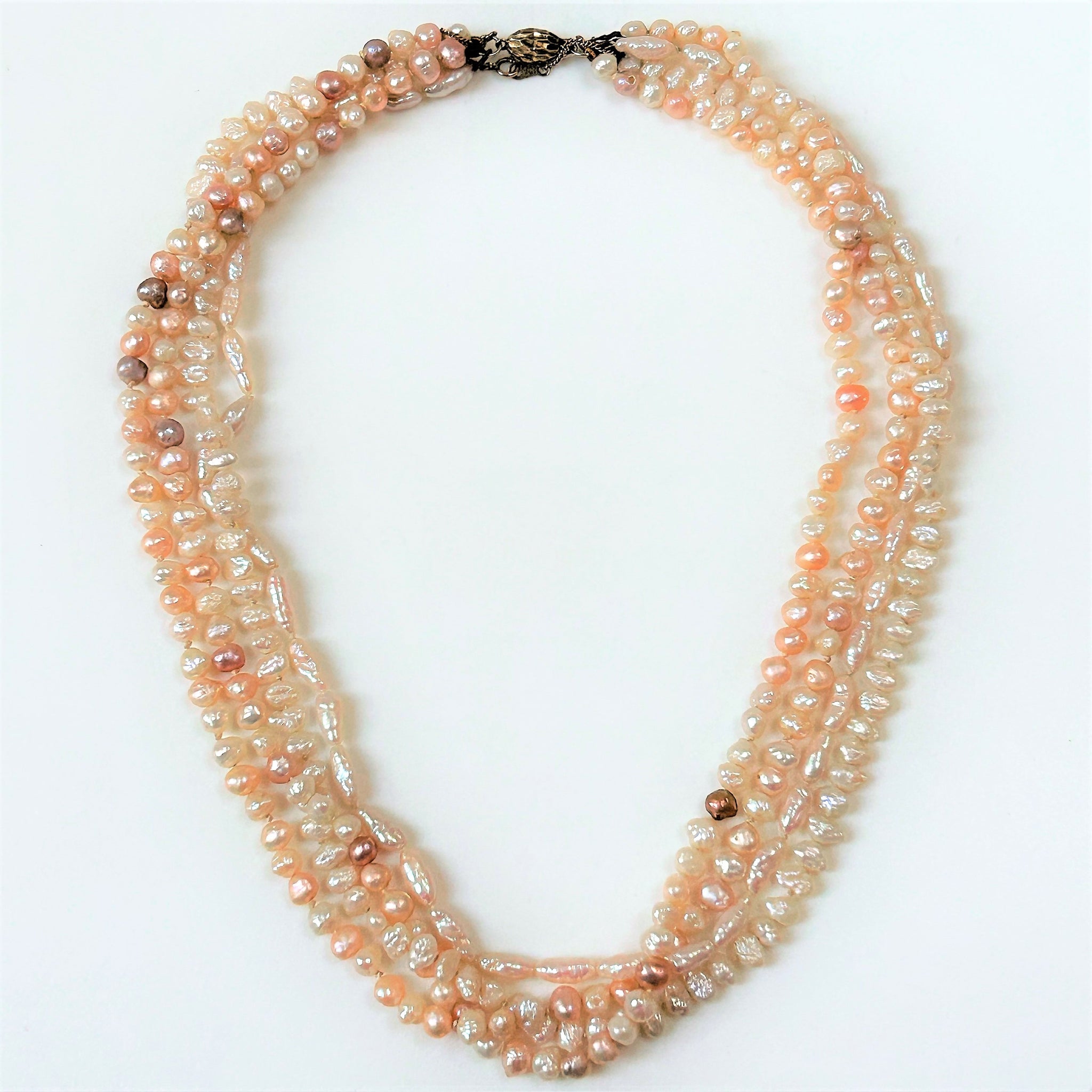 Multistrand Pearl Necklace with Silver Clasp