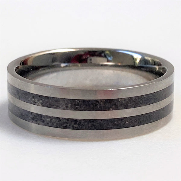 Stainless Steel Men’s Ring with Stripes