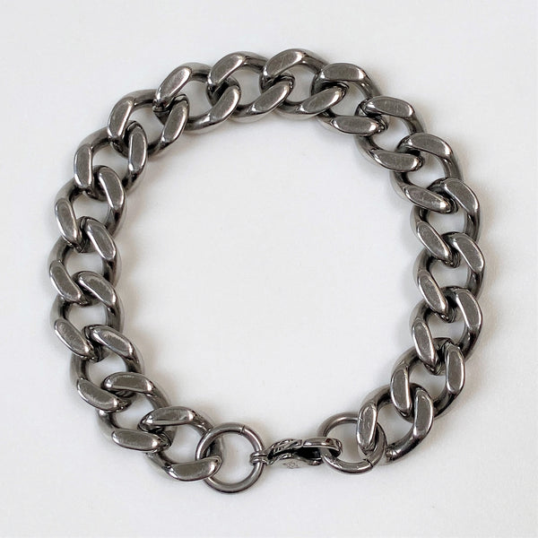 Stainless Steel Diamond-cut Curb Chain Bracelet