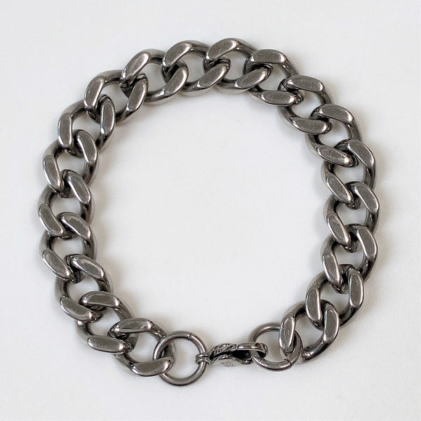 Stainless Steel Diamond-cut Curb Chain Bracelet