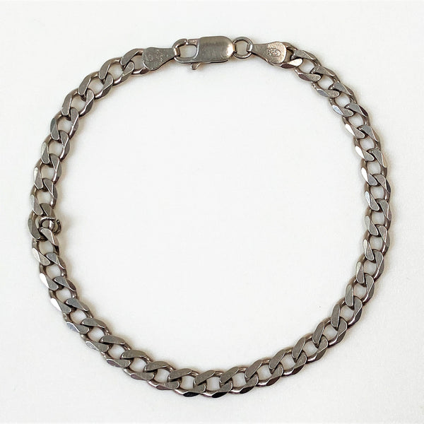Sterling Silver Diamond-Cut Curb Chain Bracelet