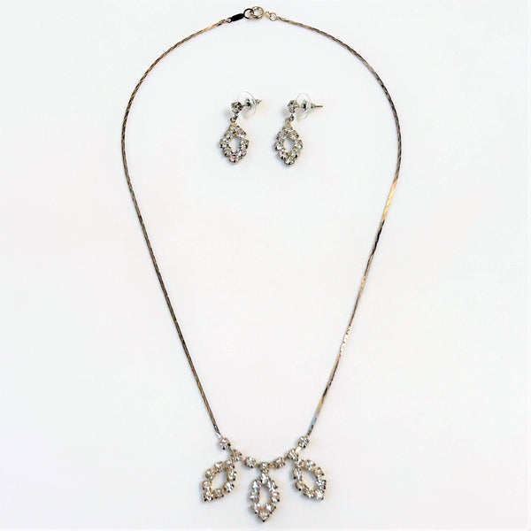 Vintage White Gold-Plated Necklace and Earrings