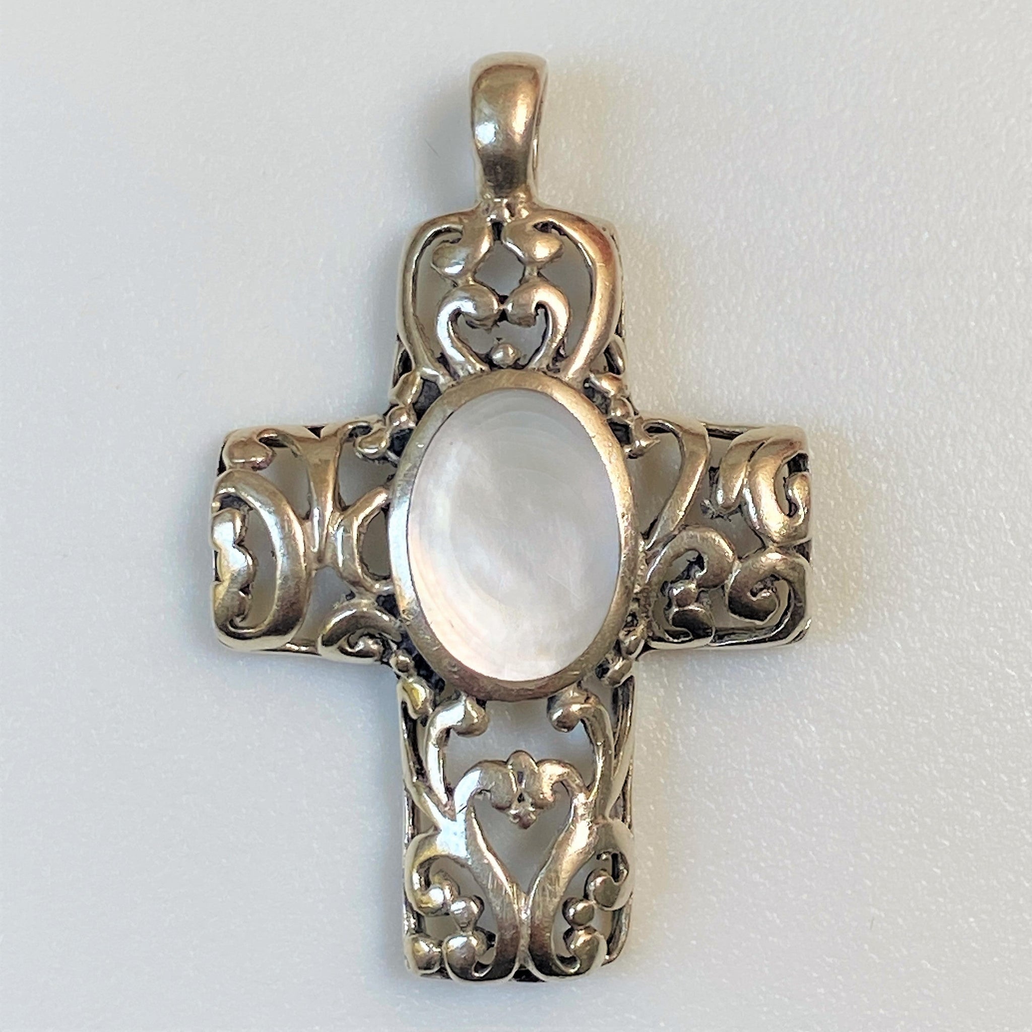 Silver and Mother-of-Pearl Cross Pendant