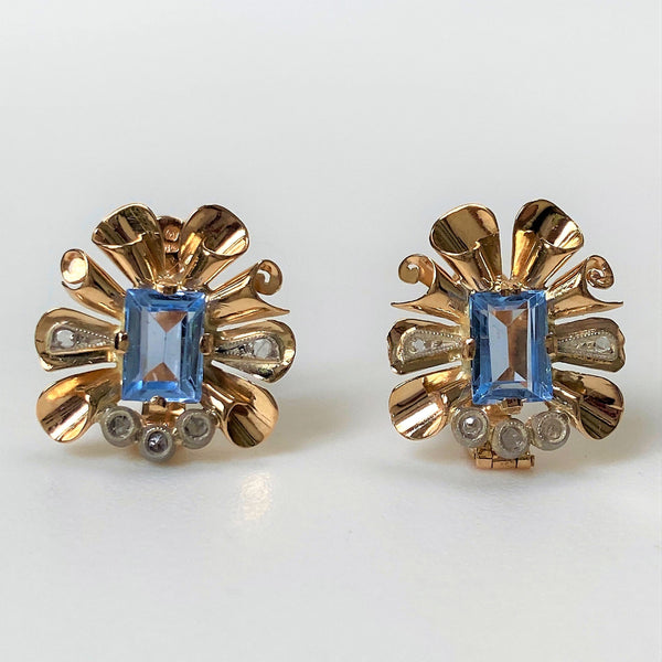 18ct Gold, Spinel and Diamond Stud Earrings