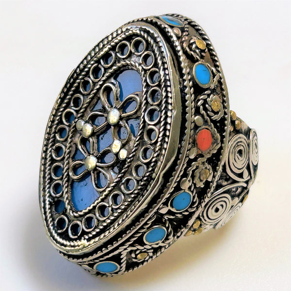 Silver, Turquoise and Filigree Ring