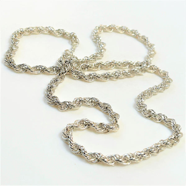 Silver Rope-Twist Chain Necklace