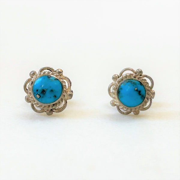 Small Silver and Turquoise Stud Earrings