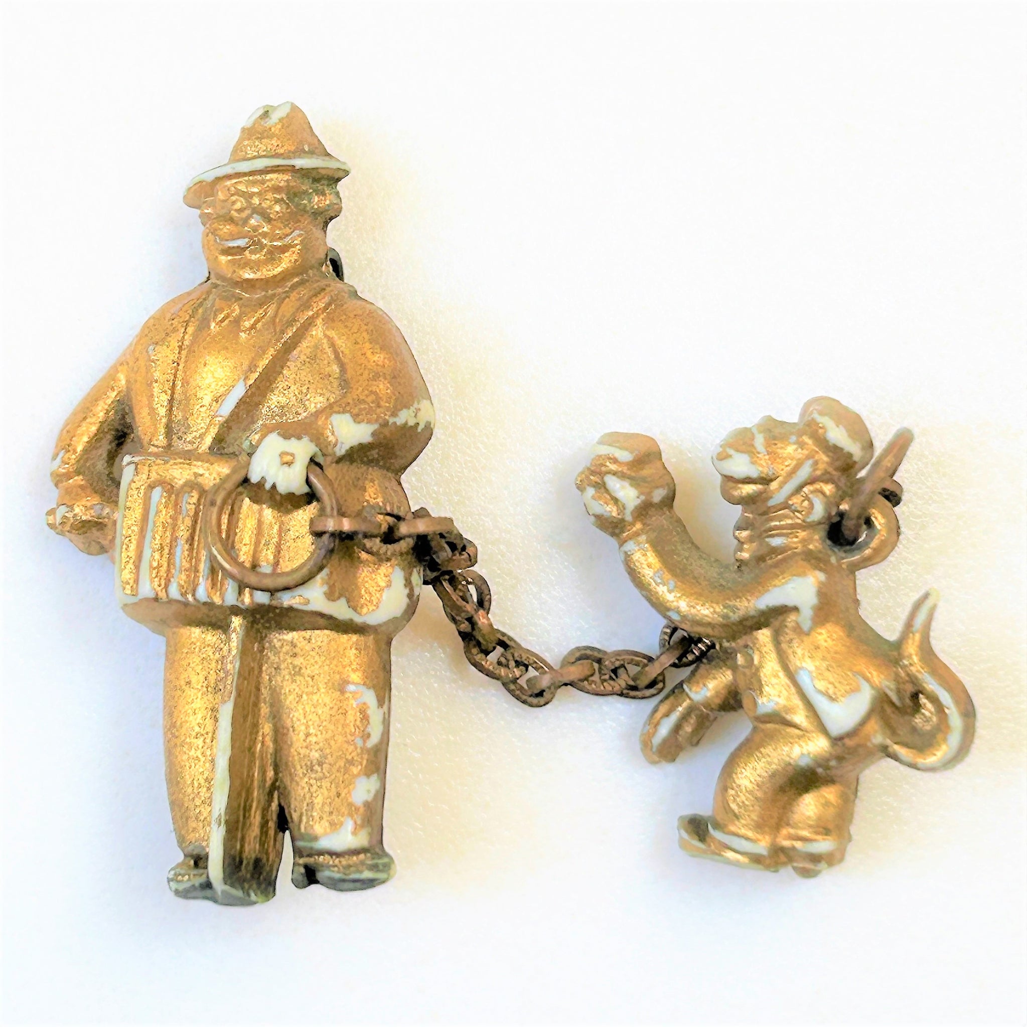 Vintage Novelty Brooch of “Man with Monkey”