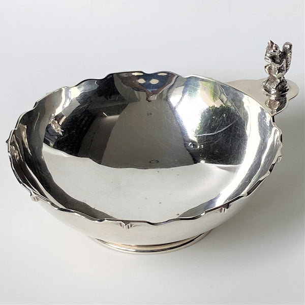 Vintage Sterling Silver Dish with Squirrel Detail