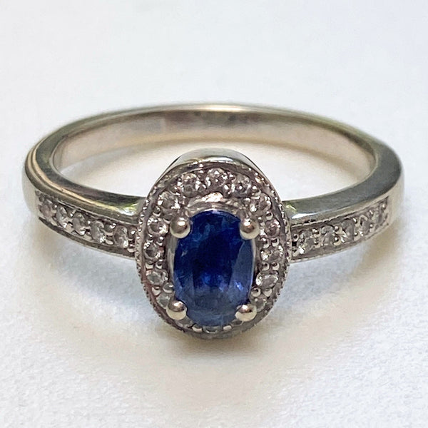 14ct White Gold Sapphire and Diamond Ring