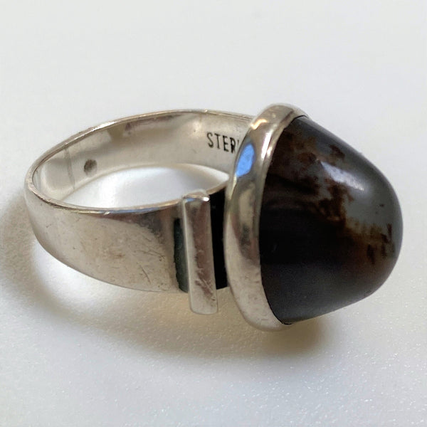Sterling Silver and Brown Agate Ring by WWL