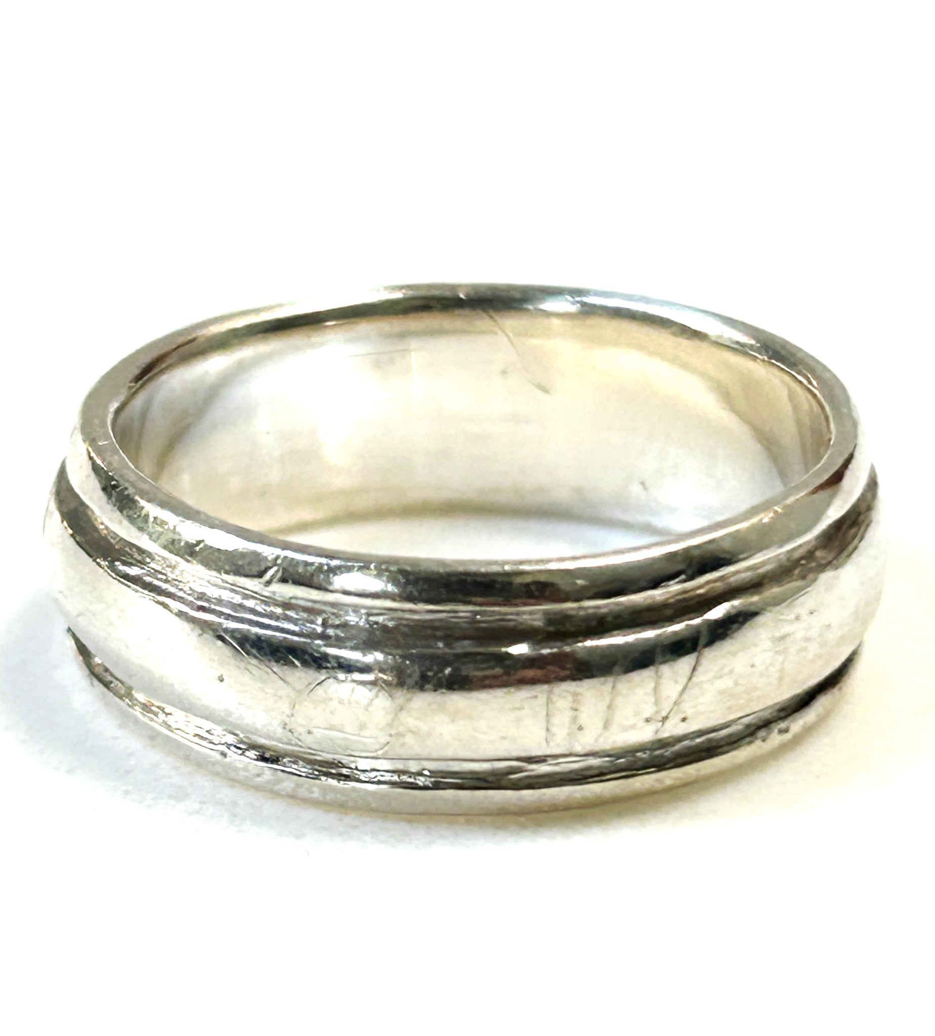 Silver Double Groove Unisex Band Ring