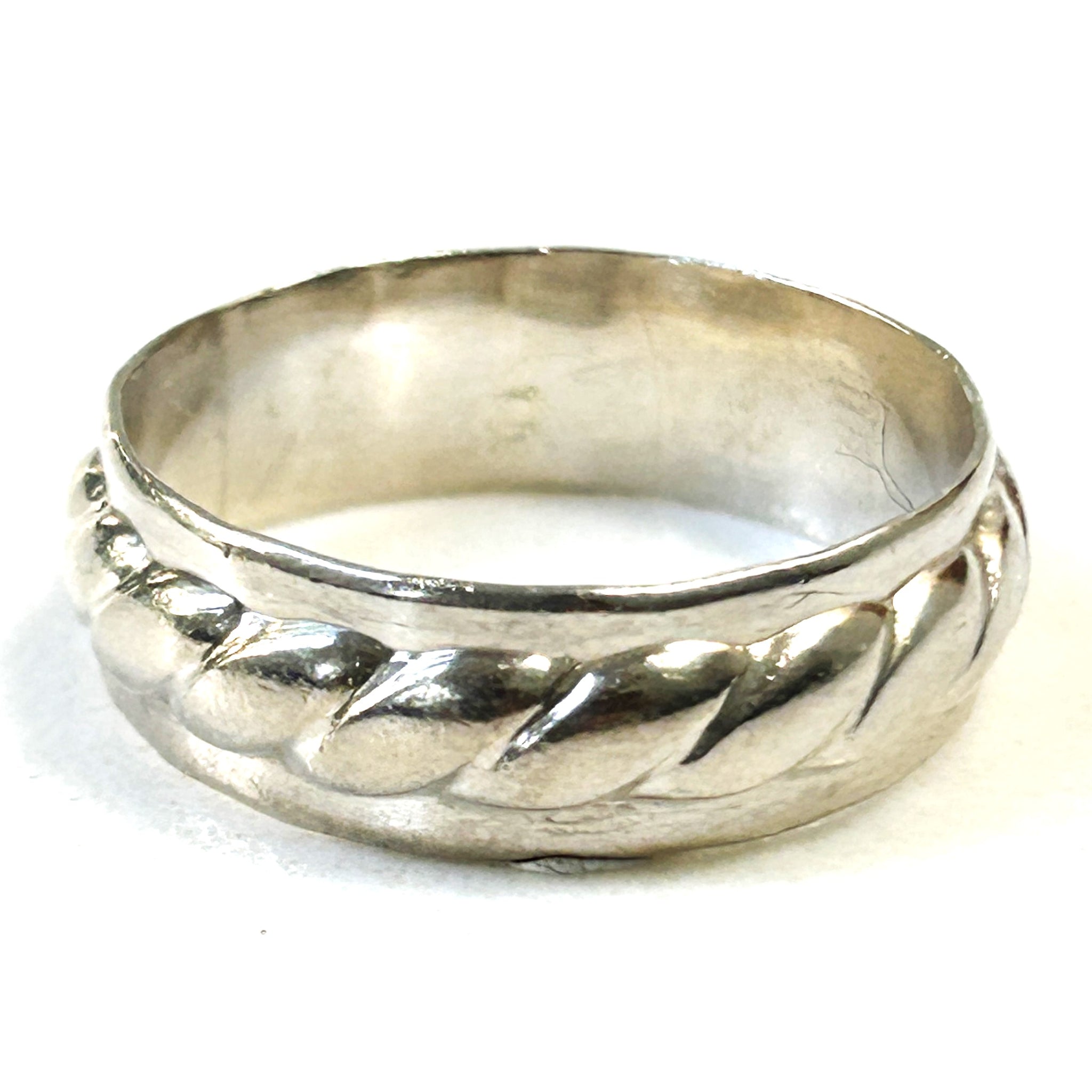 Silver Ring with Twist Design