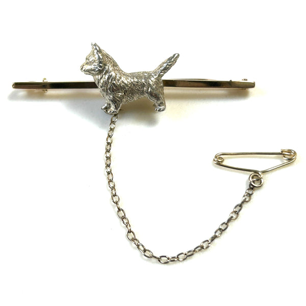 Vintage 9ct Gold and Silver “Scottie” Bar Brooch