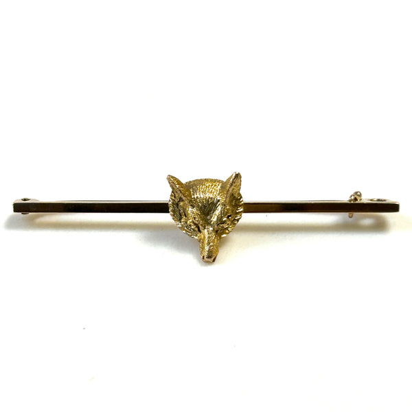 Vintage 9ct Gold “Fox” Bar Brooch