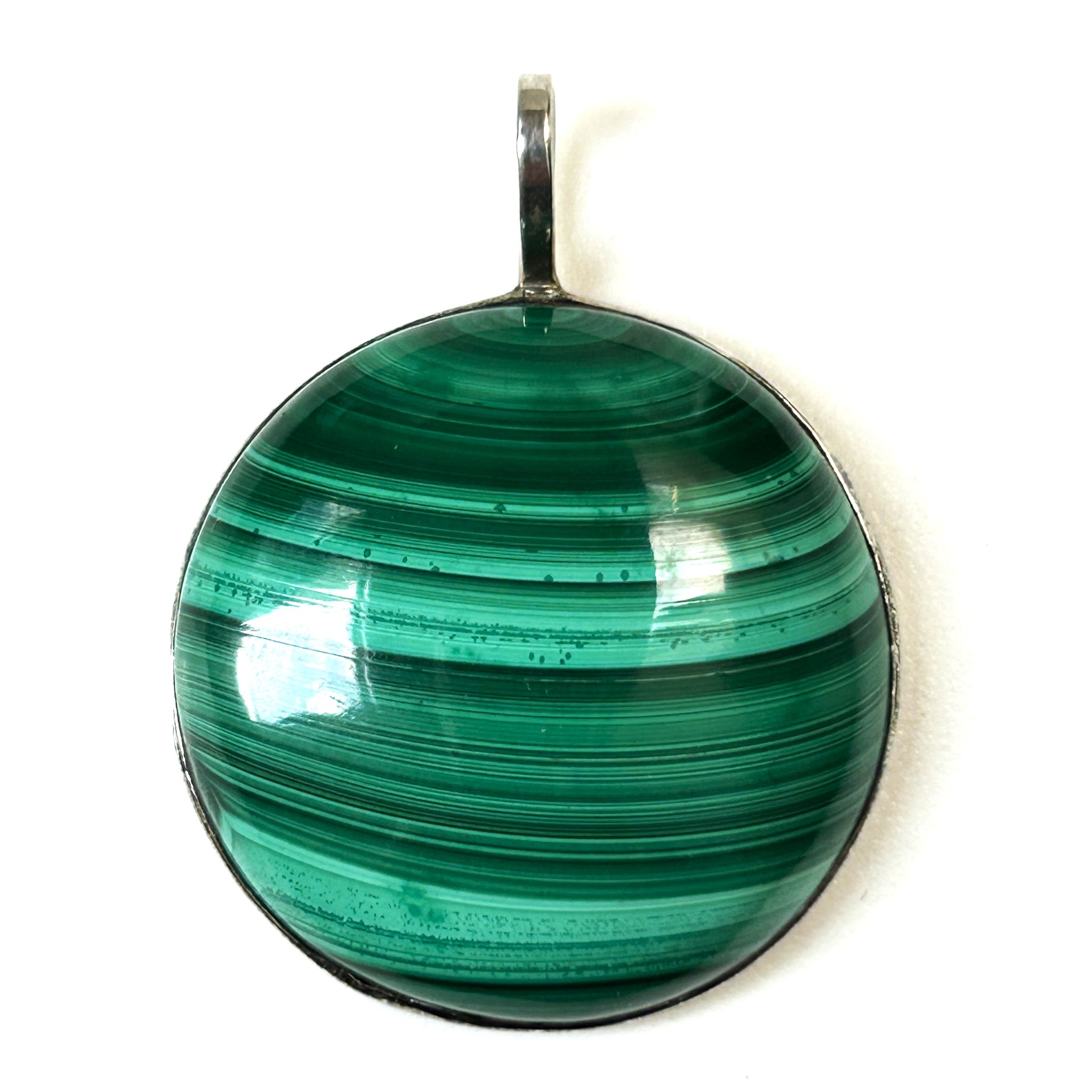 Large Sterling Silver and Malachite Pendant