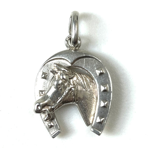 Miniature Silver “Horse and Horseshoe” Charm Pendant
