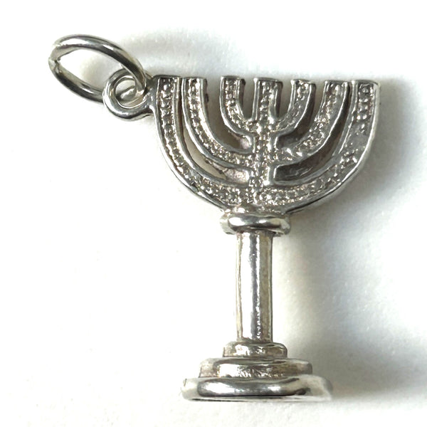 Miniature Silver “Menorah” Charm Pendant