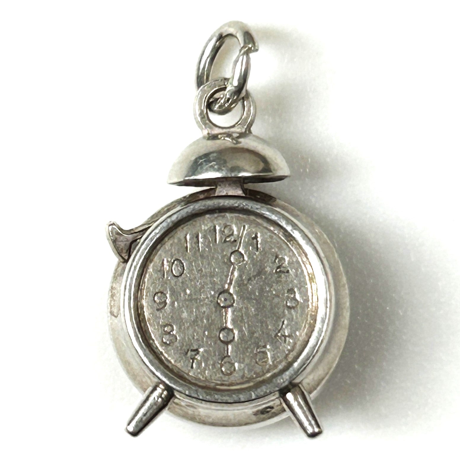 Miniature Silver “Alarm Clock” Charm Pendant