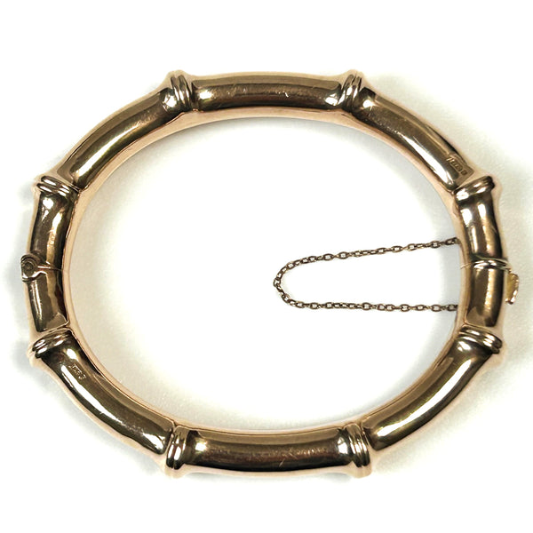 Antique 9ct Rose Gold “Bamboo” Hinged Bangle Bracelet