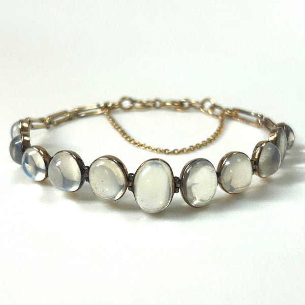 Antique 9ct Yellow Gold and Moonstone Bracelet