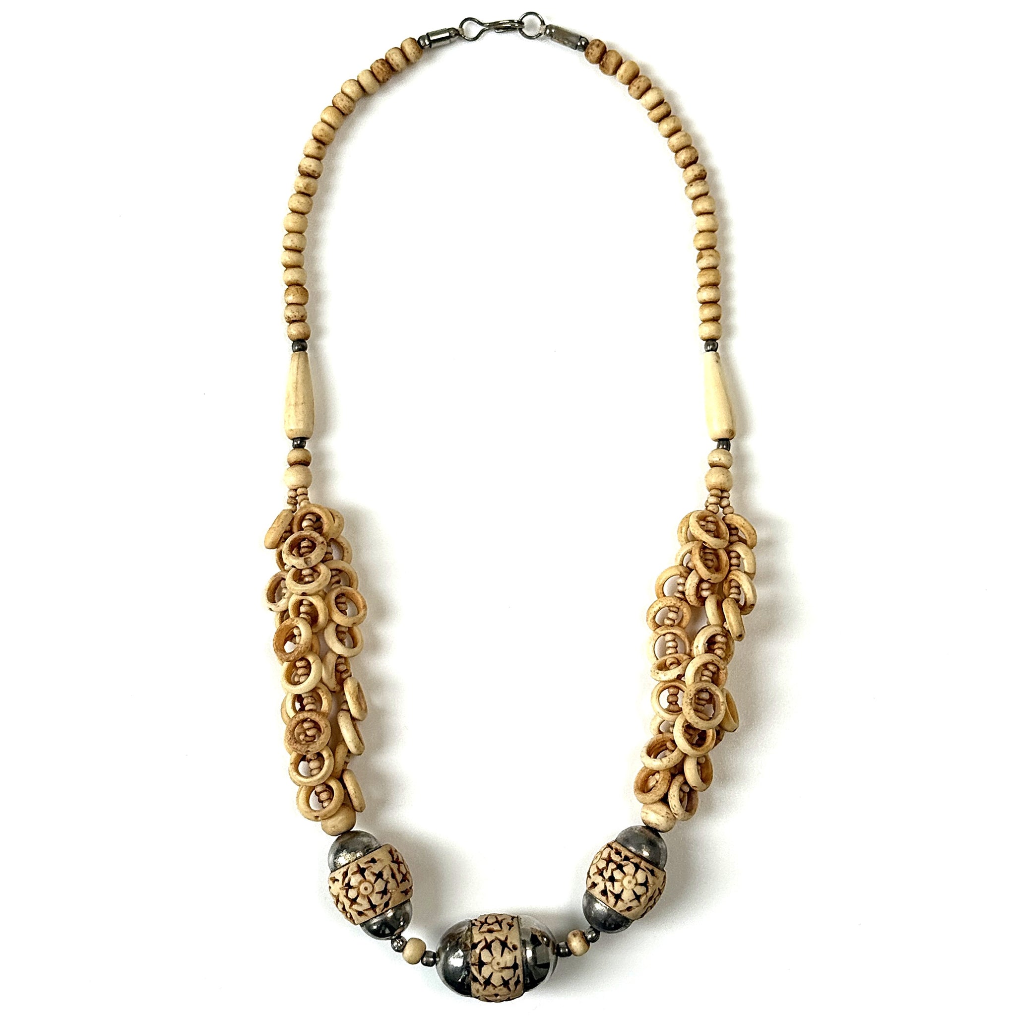 African Carved Bone Necklace