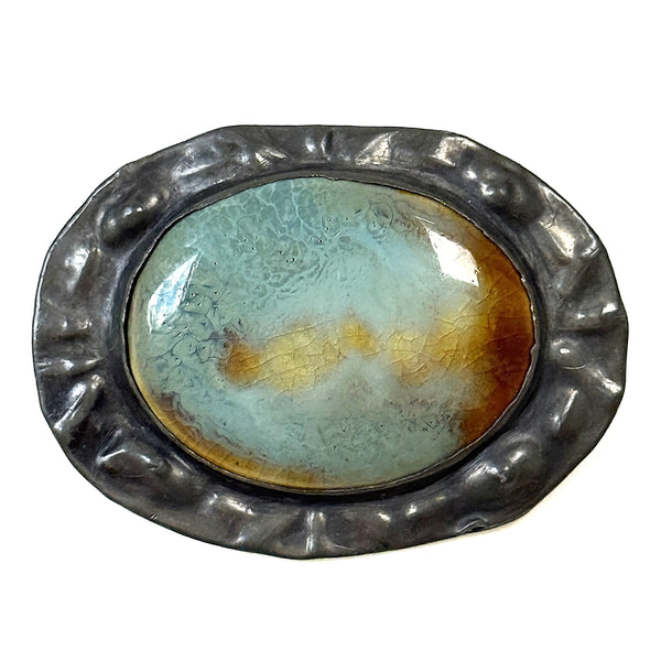 Arts and Crafts Silver and Pottery brooch