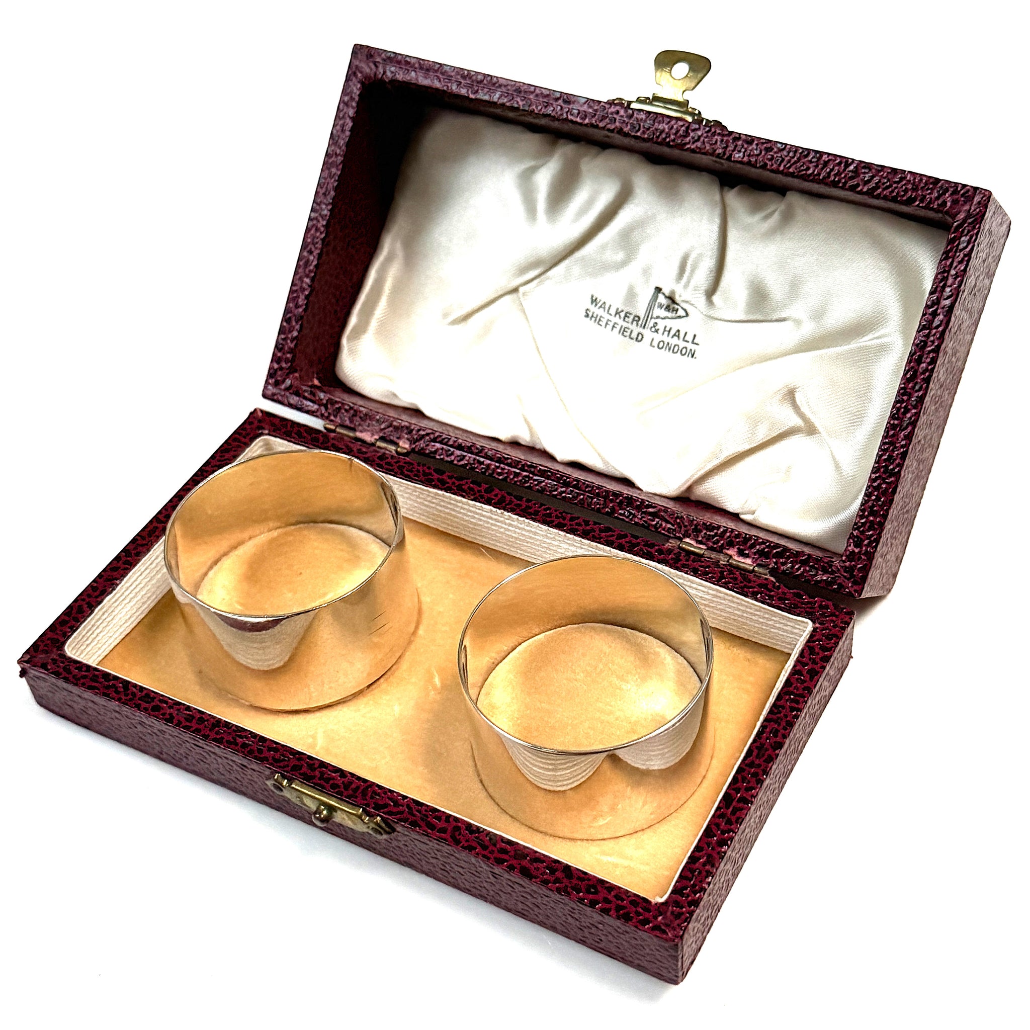 Cased Pair of Walker and Hall Serviette Rings
