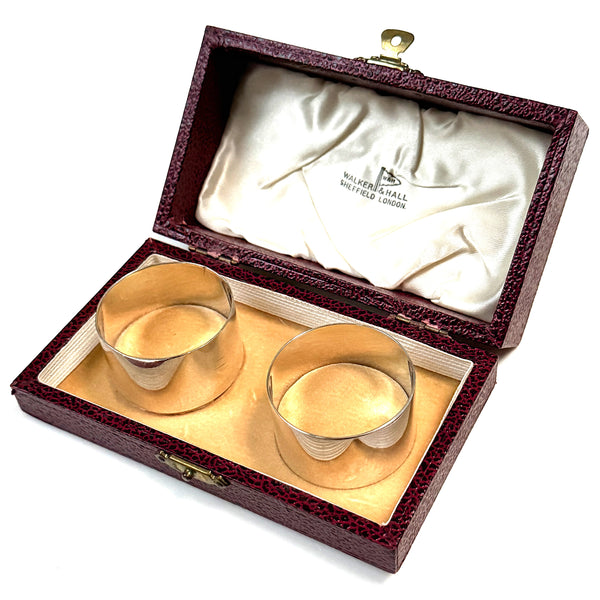 Cased Pair of Walker and Hall Serviette Rings