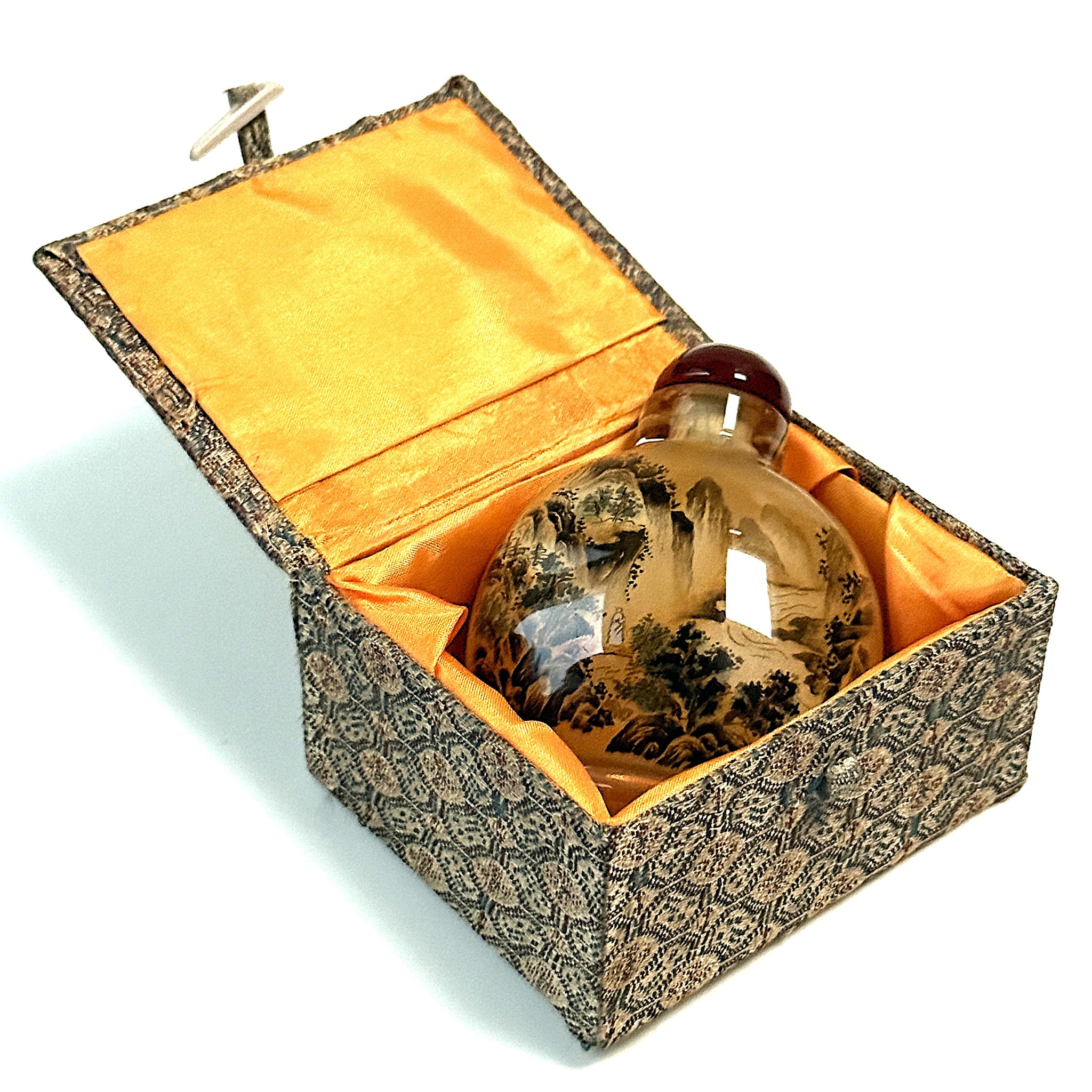 Cased Chinese Inside-Painted Glass Snuff Bottle