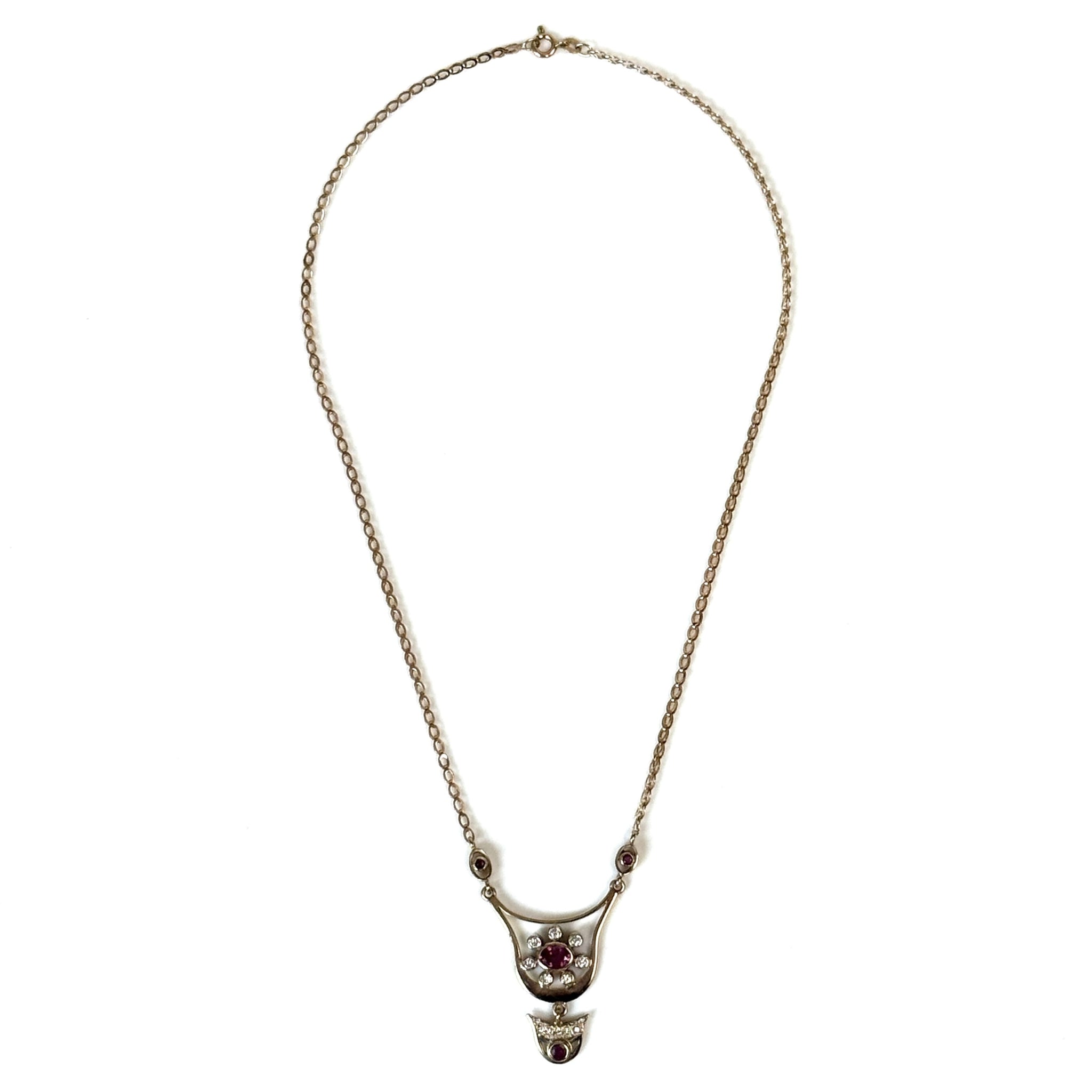 9ct Gold, Diamond and Ruby Pendant Necklace