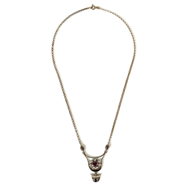 9ct Gold, Diamond and Ruby Pendant Necklace
