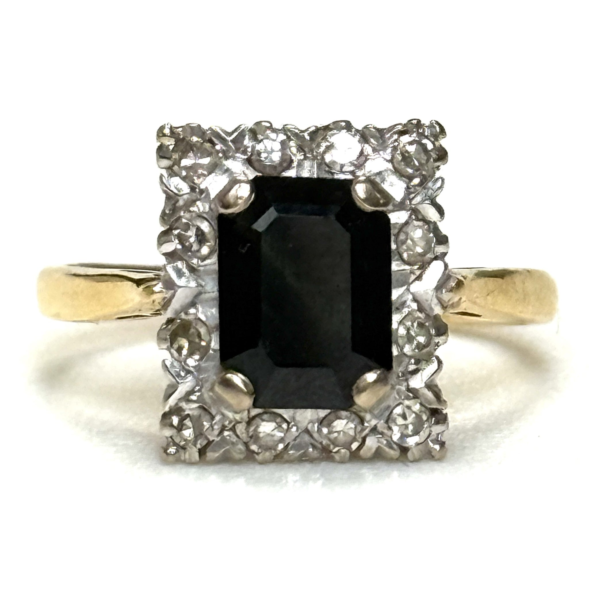 Mid-Century Sapphire and Diamond Halo Ring