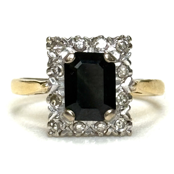 Mid-Century Sapphire and Diamond Halo Ring