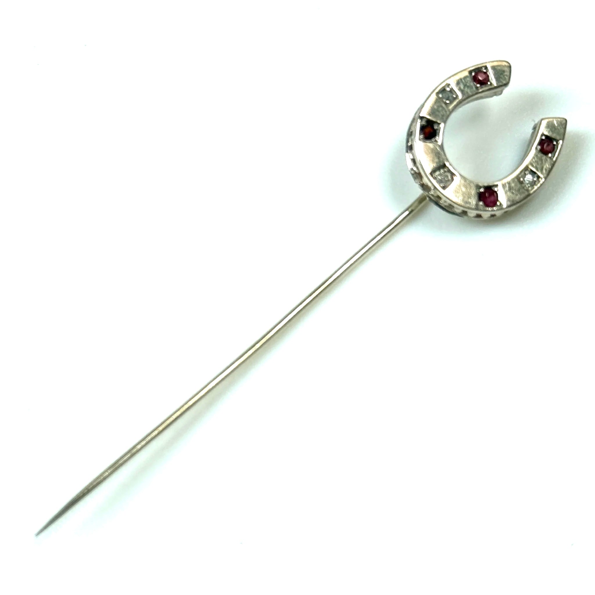 Antique Diamond and Rubie “Good Luck Horseshoe” Stick Pin