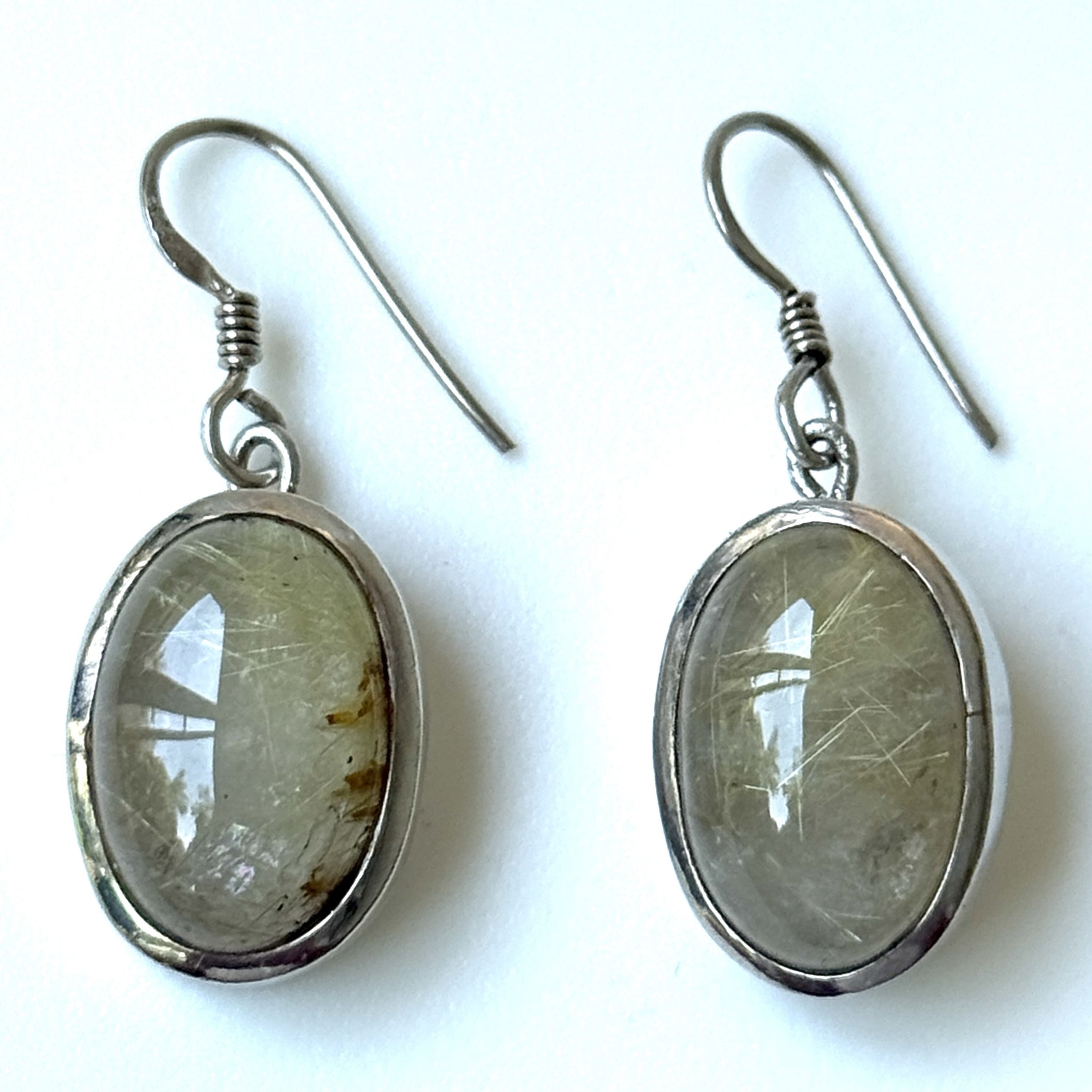 Sterling Silver and Rutilated Quartz Drop Earrings