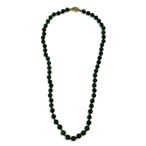 Vintage Green Gemstone Bead Necklace