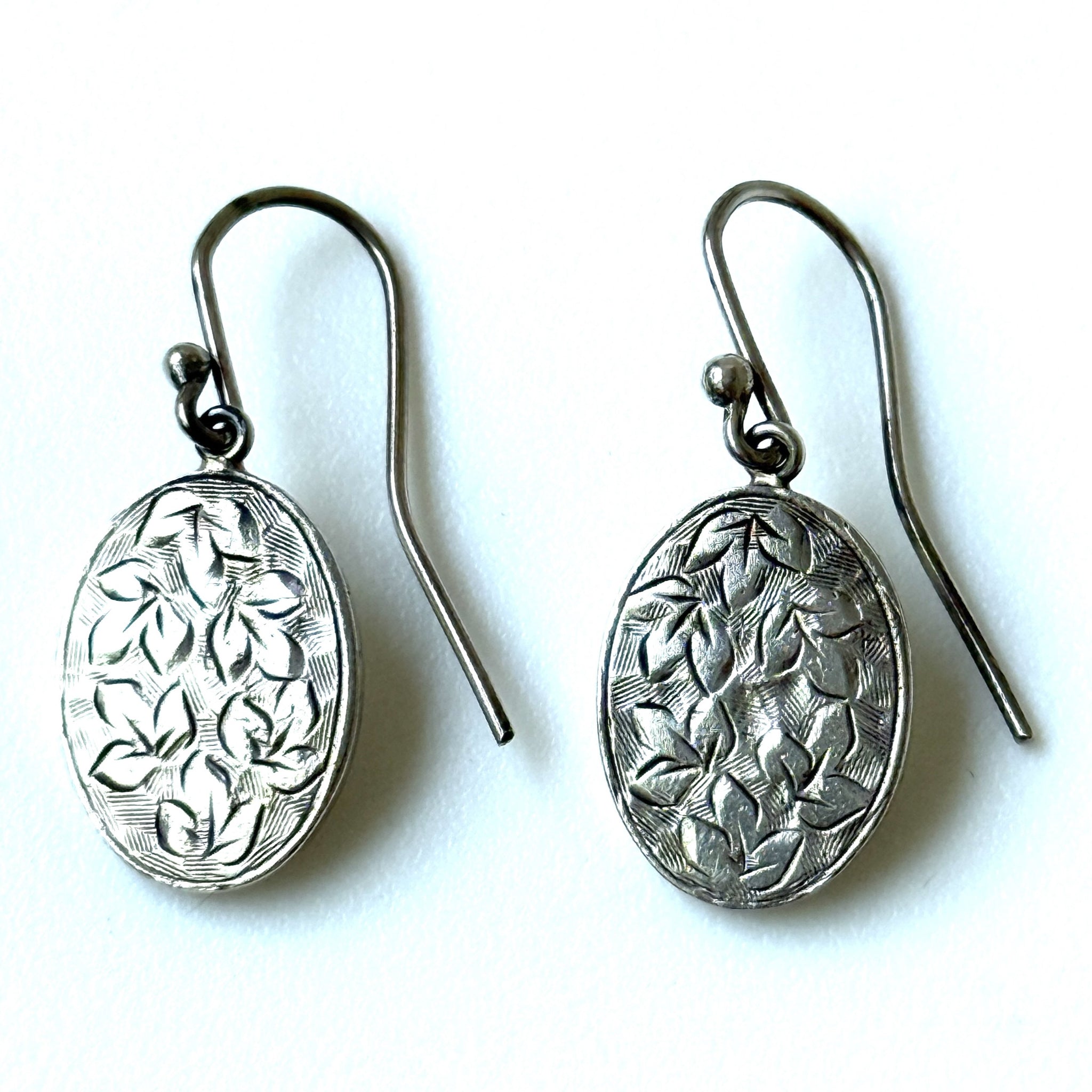 Vintage-Style Engraved Sterling Silver Drop Earrings