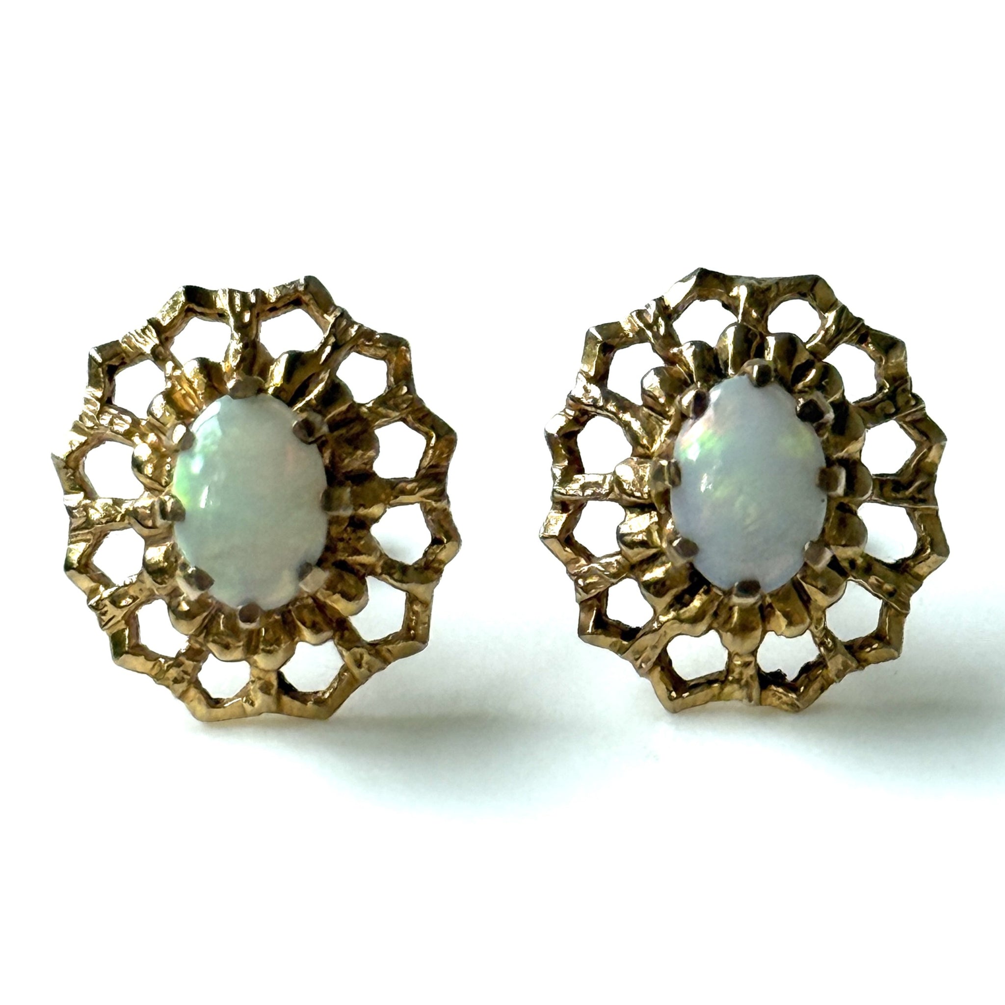 Vintage 9ct Yellow Gold and Opal Stud Earrings
