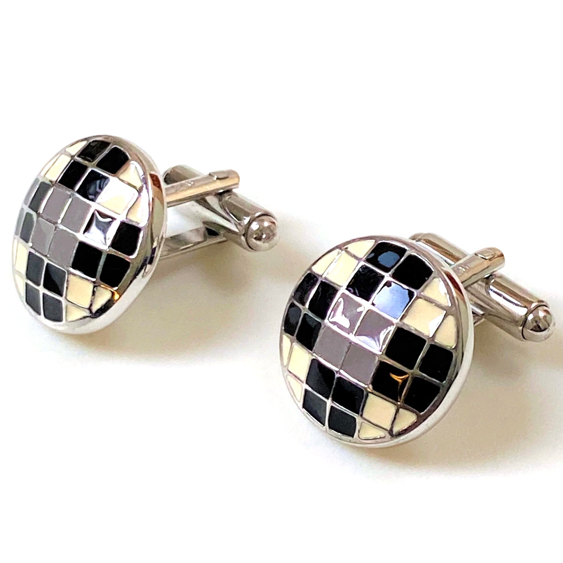 Sterling Silver and Enamel “Tartan” Cufflinks