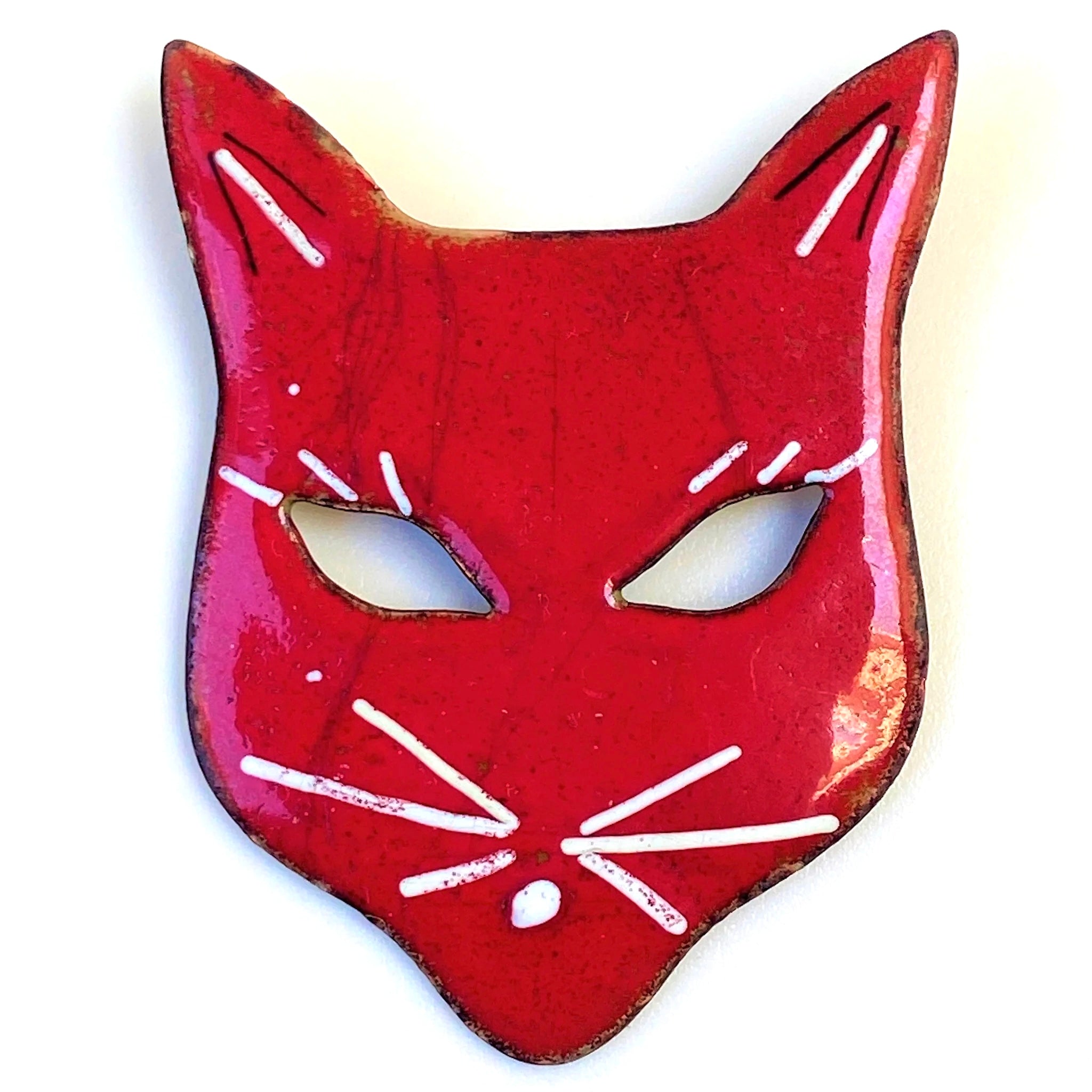 Large Vintage Enamel “Cat Head” Brooch