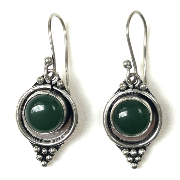 Silver and Chrysoprase Drop Earrings
