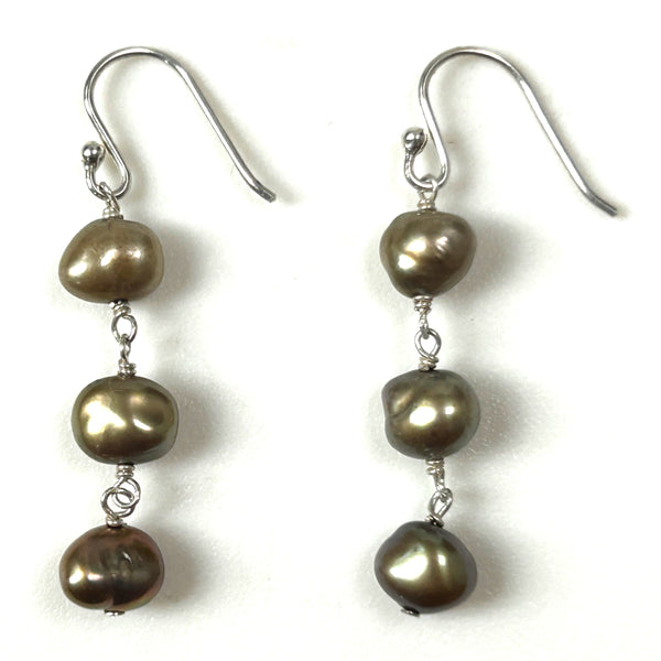 Silver and Pearl Drop Earrings