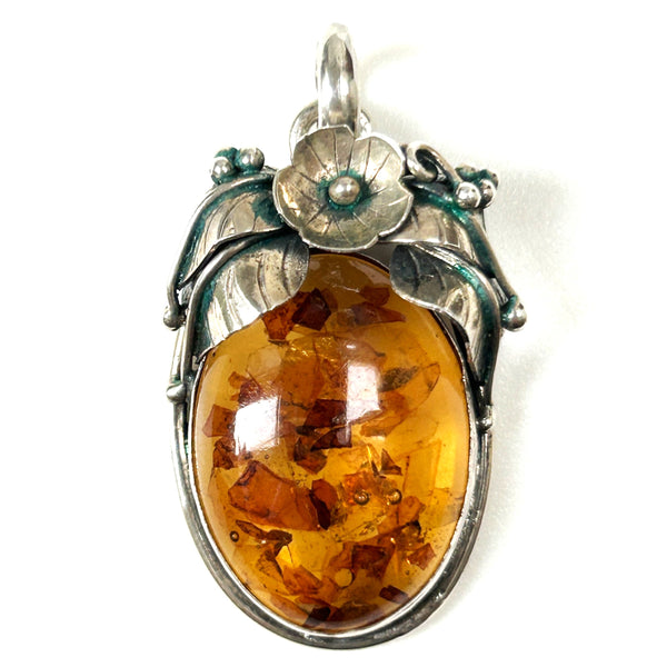 Sterling Silver and Amber Pendant