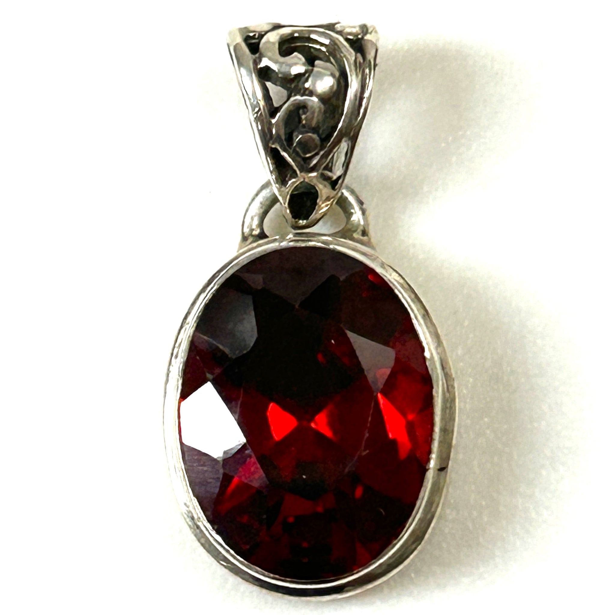 Sterling Silver and Red Crystal Pendant