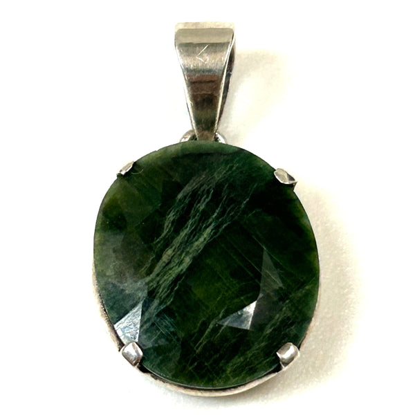 Sterling Silver and Green Gemstone Pendant