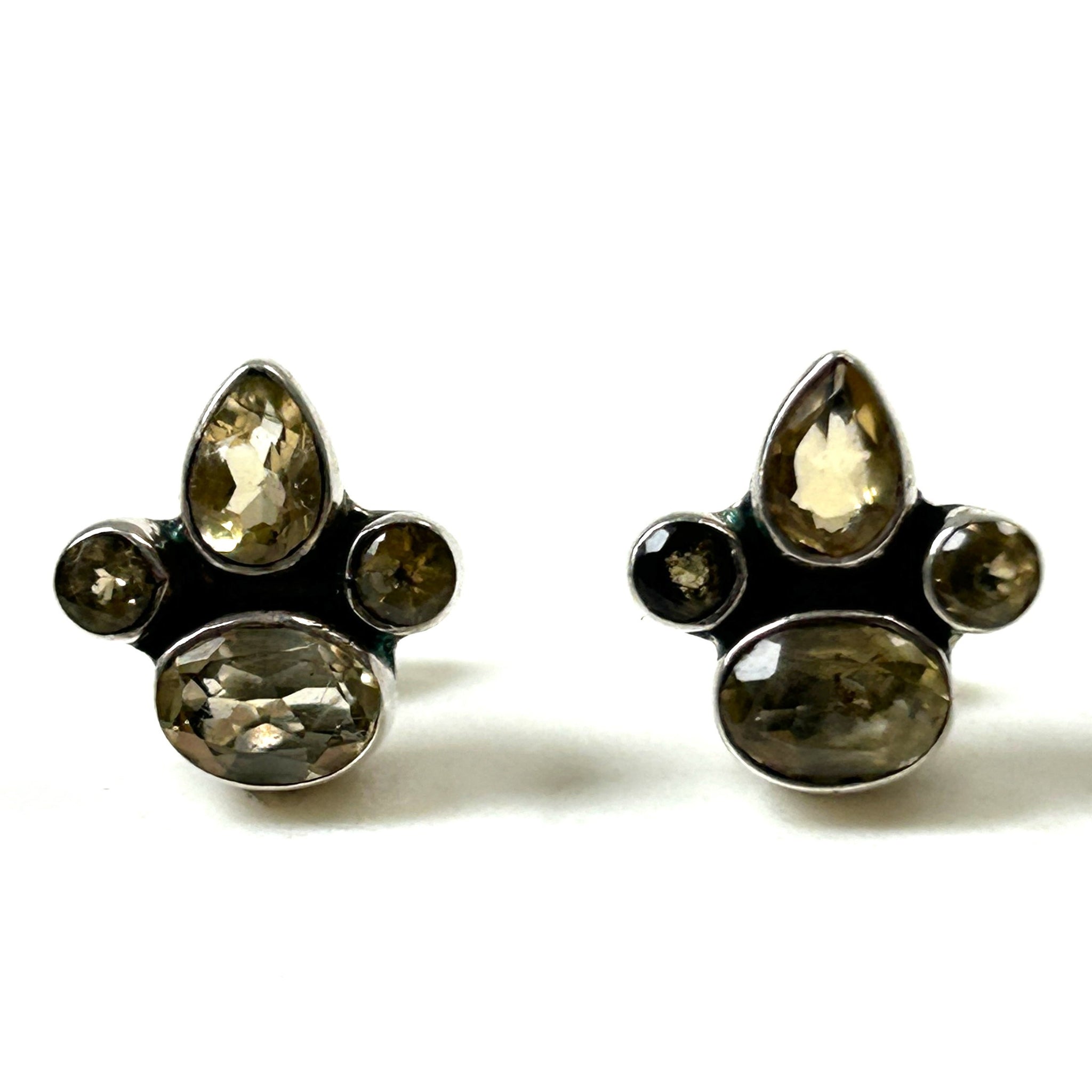 Sterling Silver and Citrine Stud Earrings